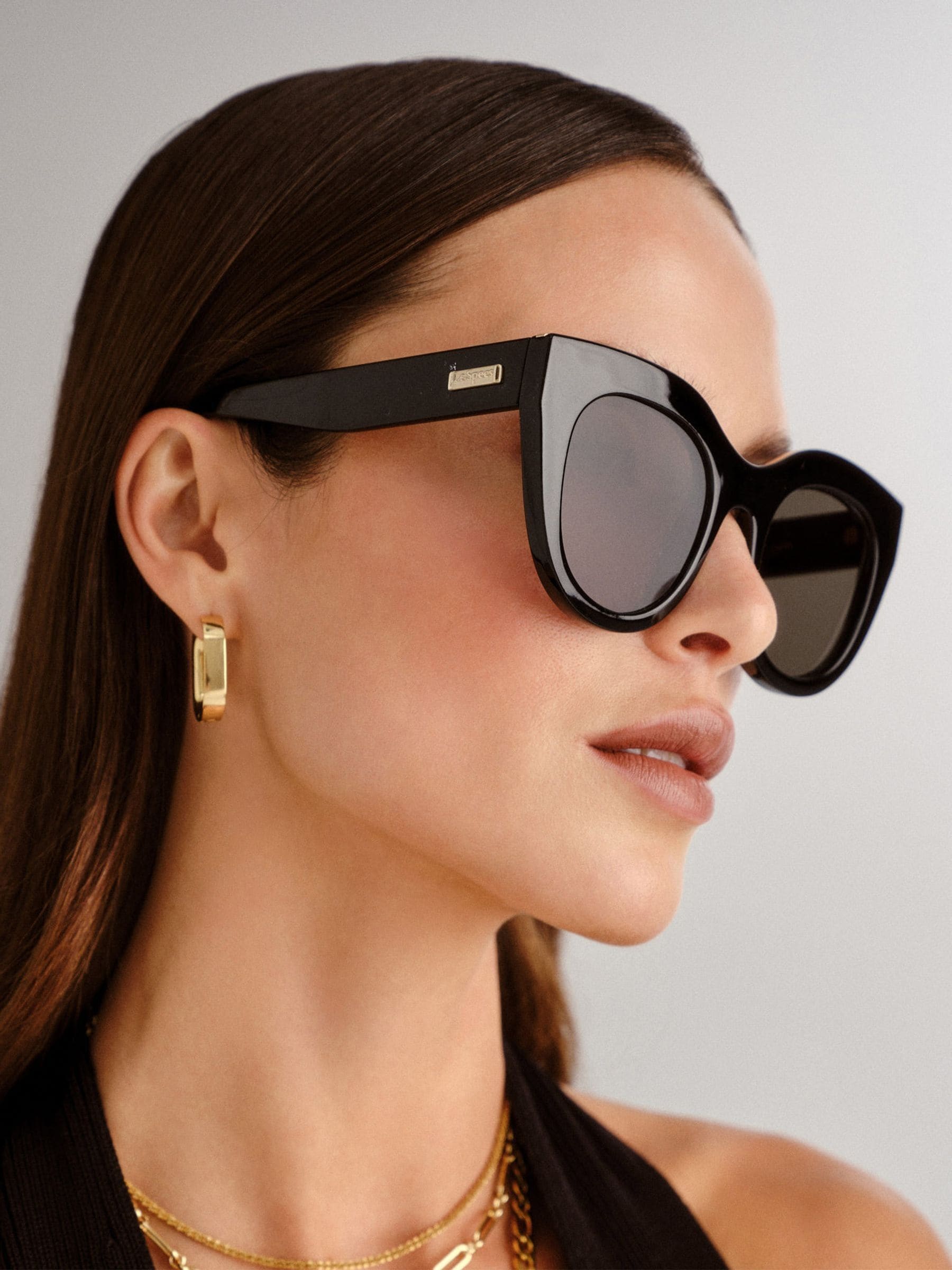 Le Specs Black Air Heart sunglasses, imported from the UK