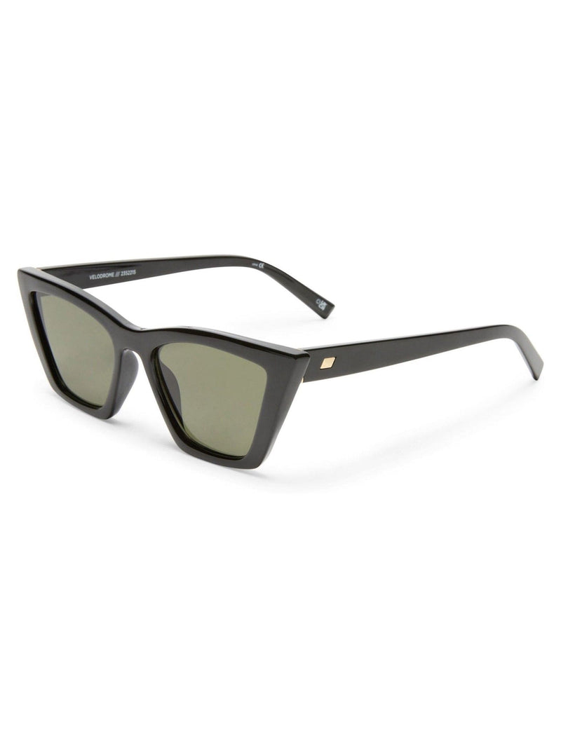 Le Specs Black Velodrome cat-eye sunglasses with khaki lenses, UK version