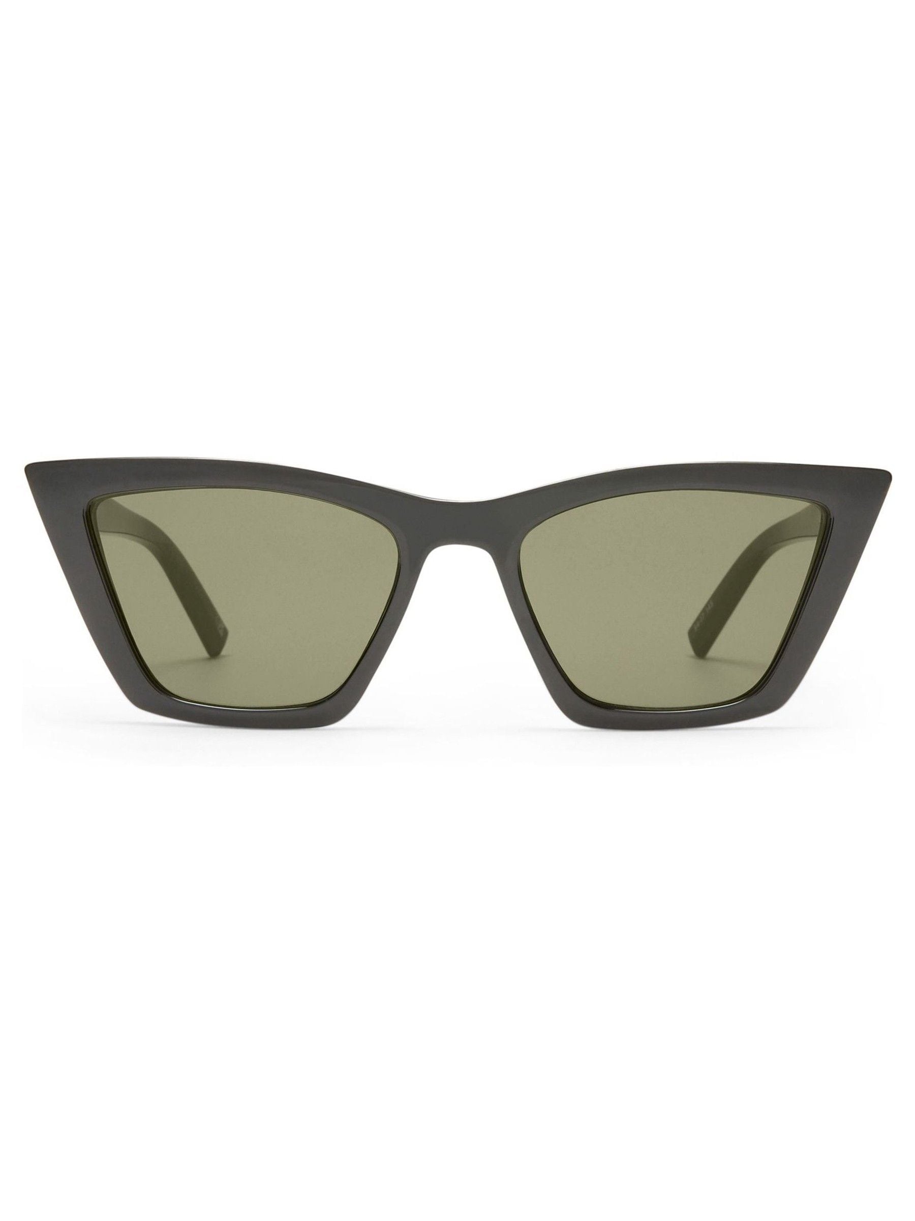 Le Specs Black Velodrome cat-eye sunglasses with khaki lenses, UK version