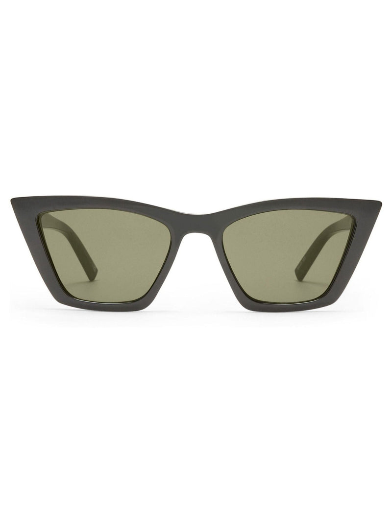 Le Specs Black Velodrome cat-eye sunglasses with khaki lenses, UK version