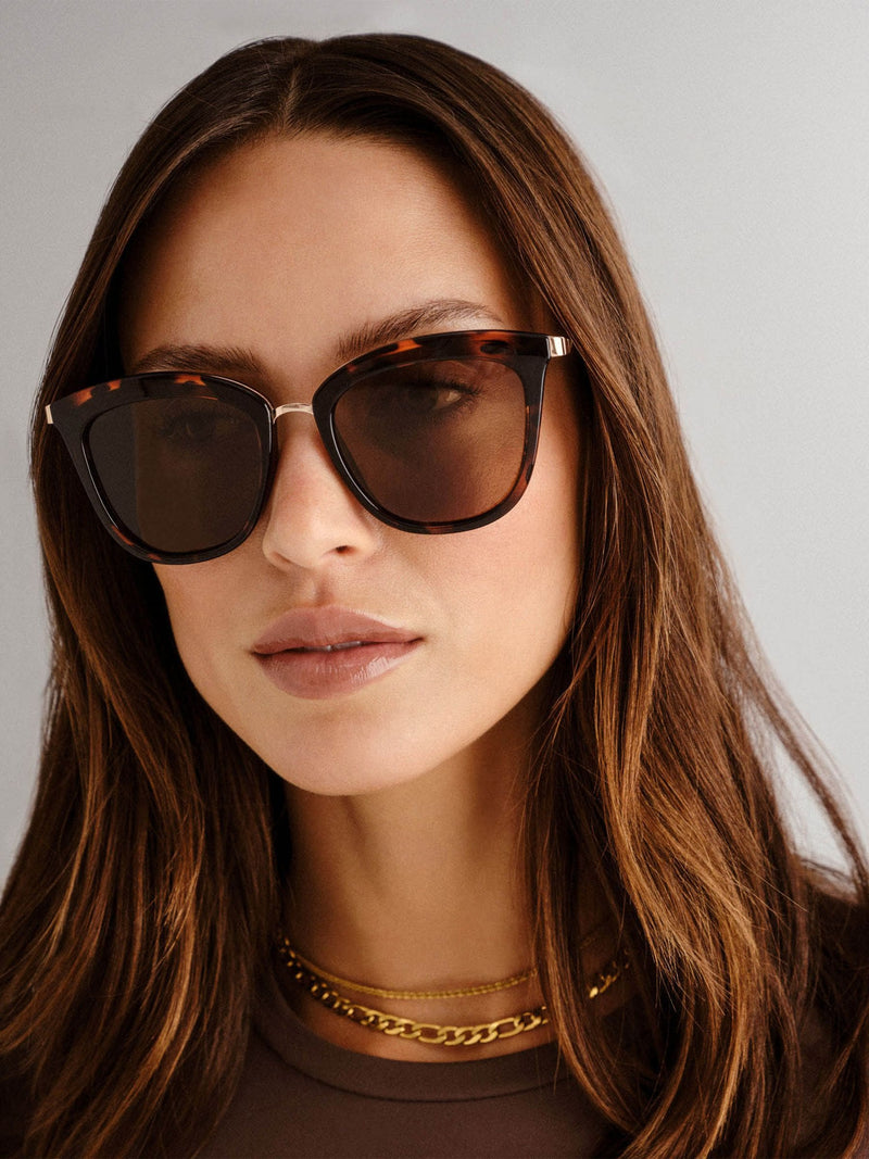 Le Specs Caliente cat-eye sunglasses black and gold frame - British product