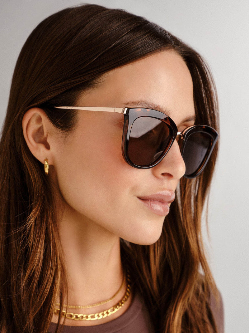 Le Specs Caliente cat-eye sunglasses black and gold frame - British product
