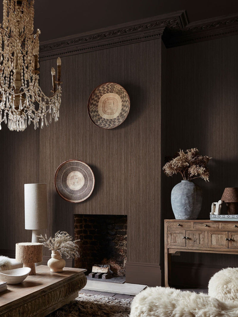Abigail Ahern Chocolate Fibre Stripe A4 Wallpaper Sample