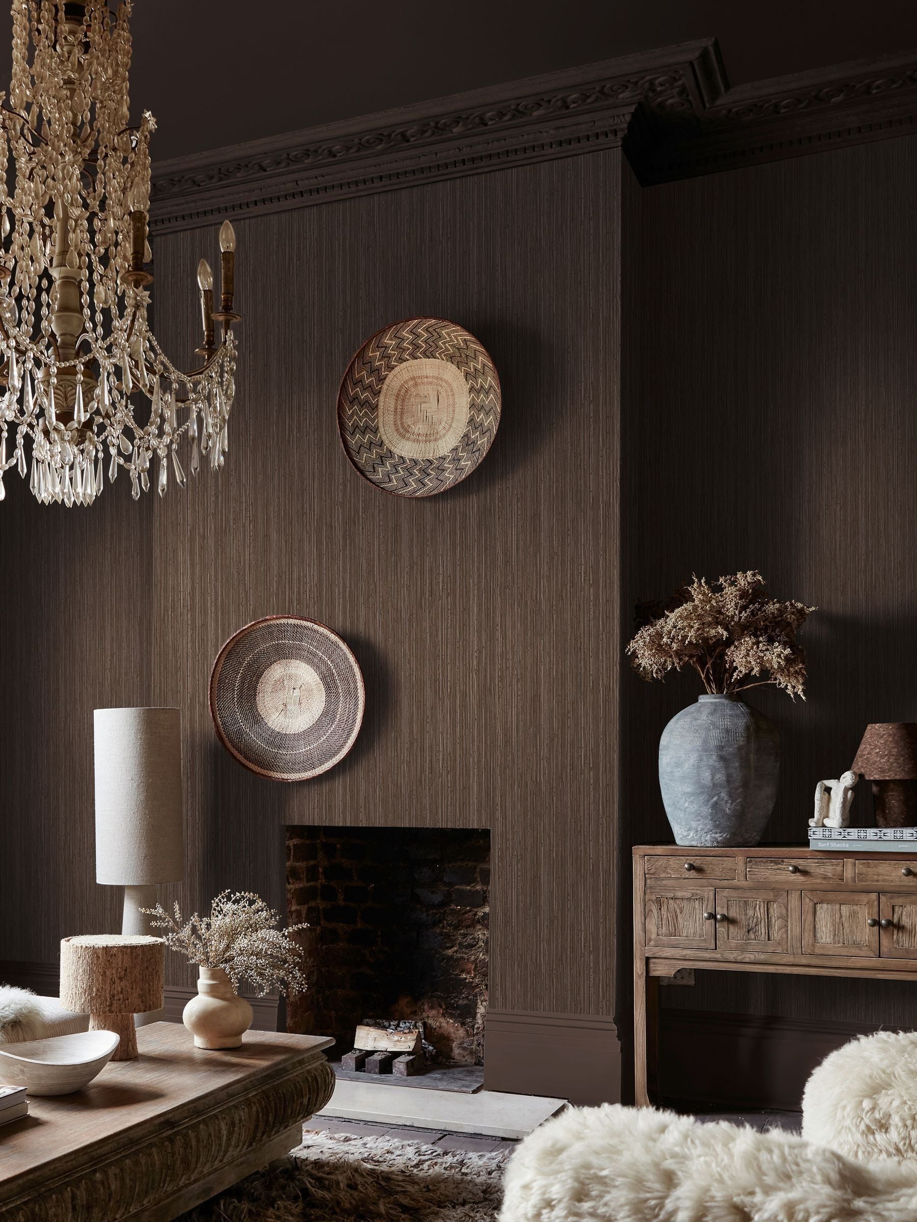 Abigail Ahern Chocolate Fibre Stripe A4 Wallpaper Sample