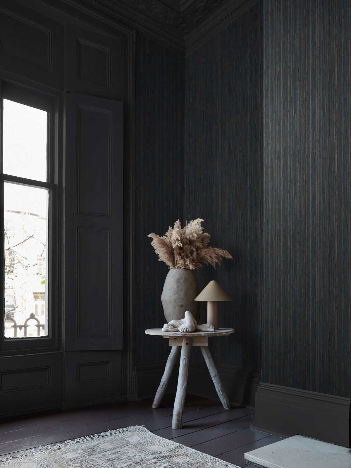 Abigail Ahern Twilight Fibre Stripe A4 Wallpaper Sample