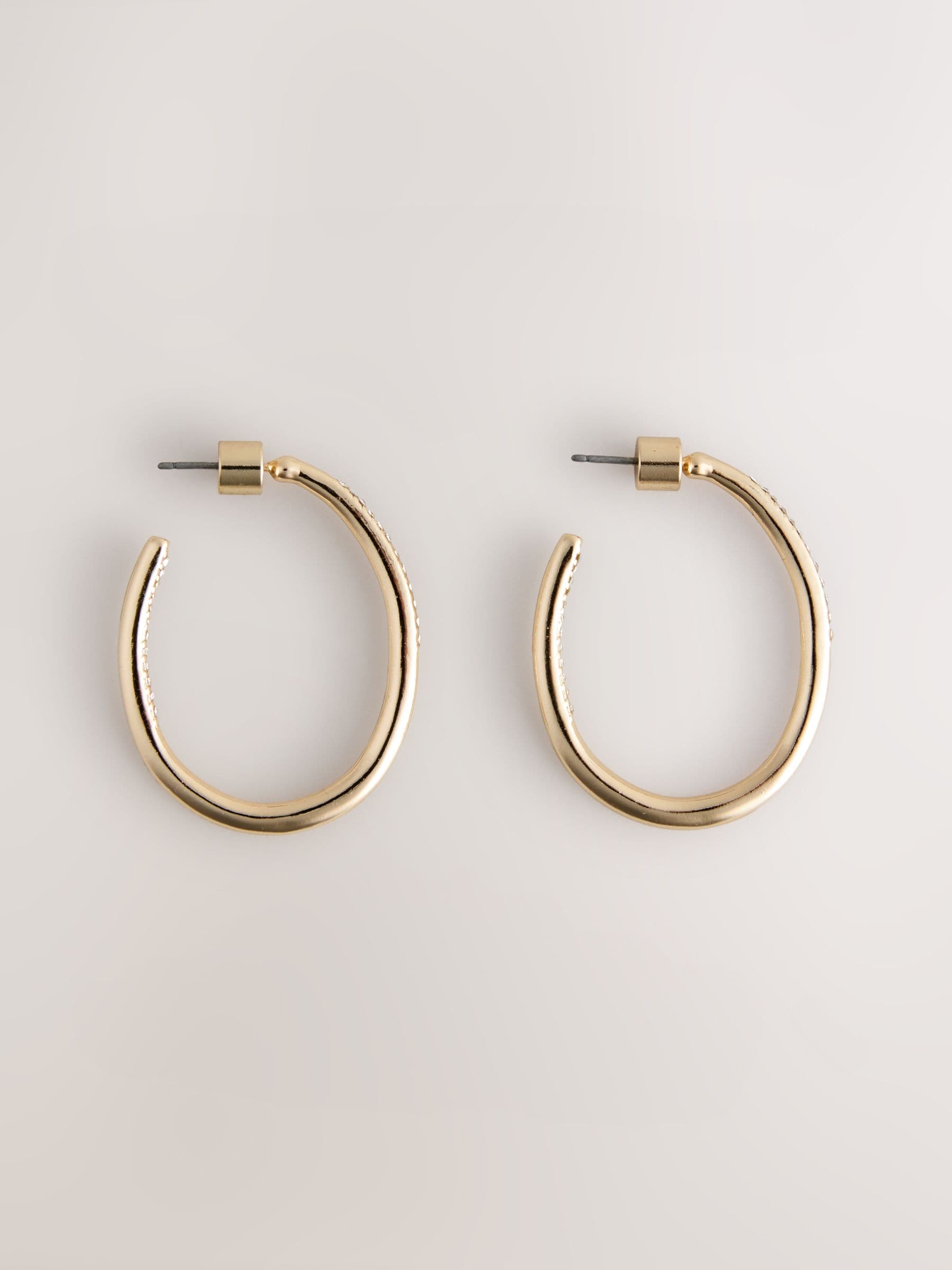Gold tone sparkle detail hoop earrings, UK version