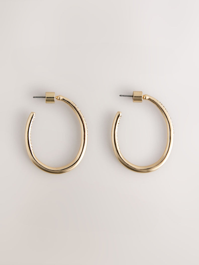 Gold tone sparkle detail hoop earrings, UK version