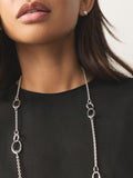 Silver tone link chain long necklace - British product