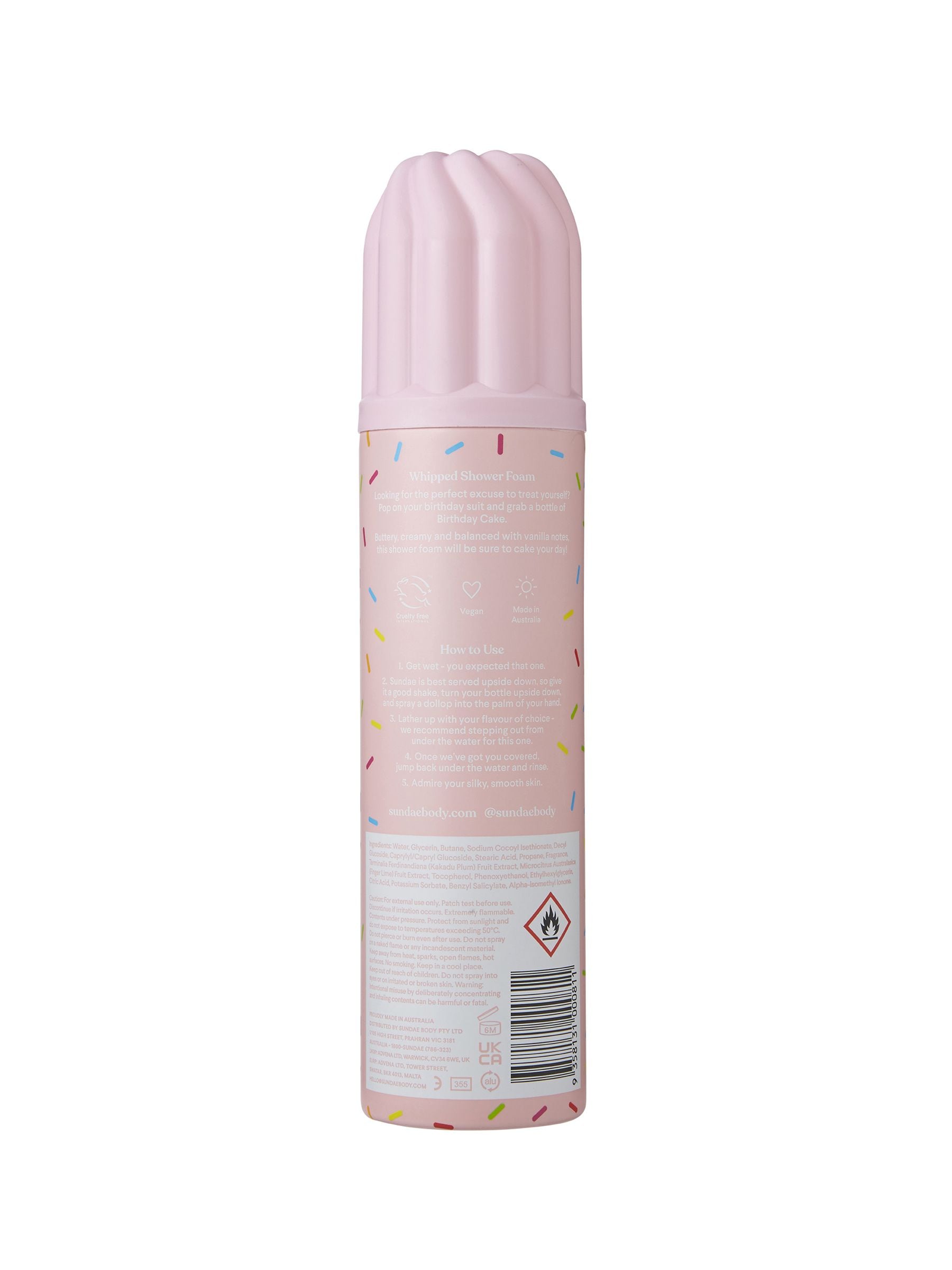 Sundae whipped shower foam birthday cake 265ml (British brand)