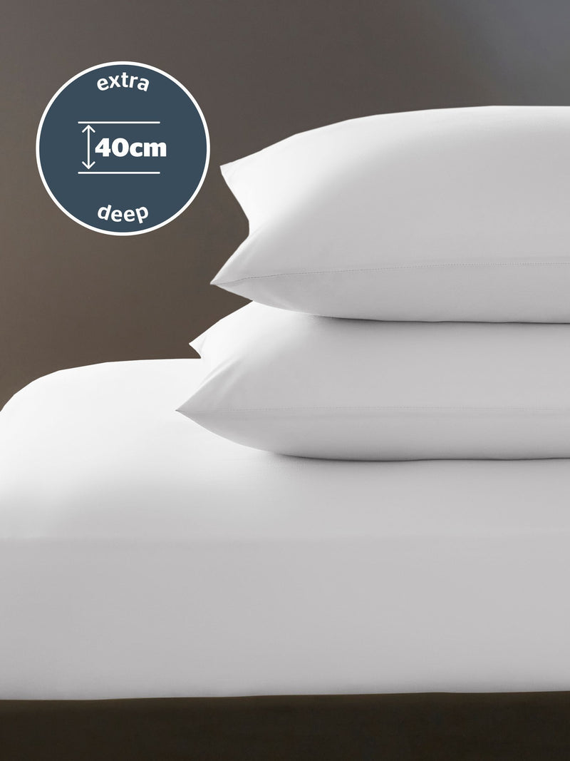 Silentnight white cotton extra deep fitted sheet 40cm (British brand)