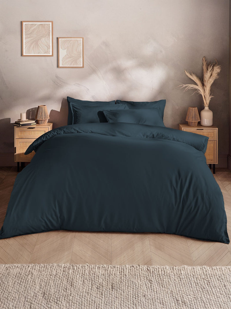 Silentnight Indigo Cotton Rich T180 Washed Duvet Set (British brand)