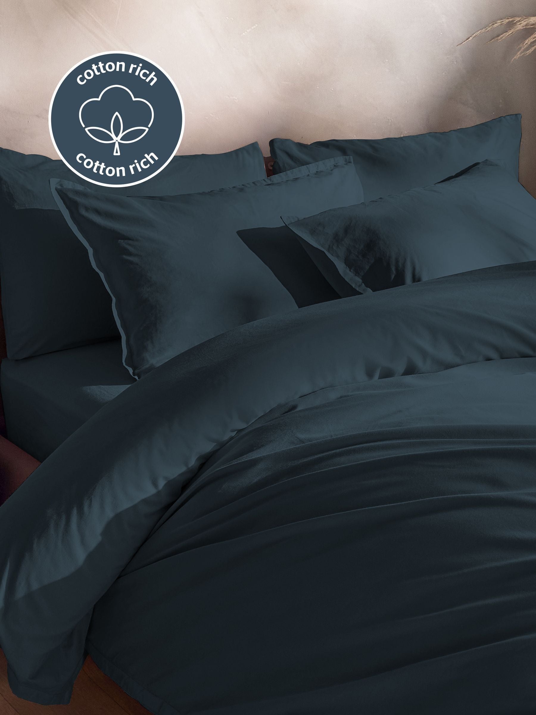 Silentnight Indigo Cotton Rich T180 Washed Duvet Set (British brand)
