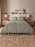 Silentnight Sage Gingham Frill Duvet Cover Set (British brand)