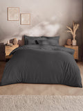 Silentnight Charcoal Cotton Rich T180 Washed Duvet Set (British brand)