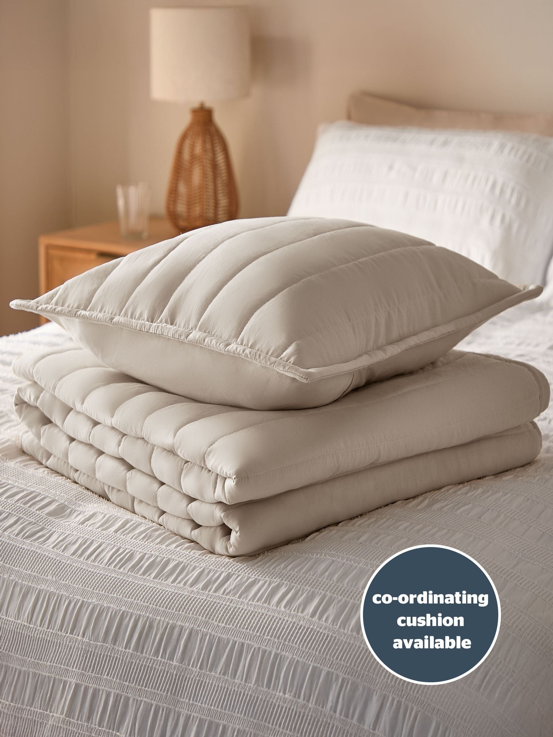 Silentnight Natural Quilted Bedspread 150x200cm - British product