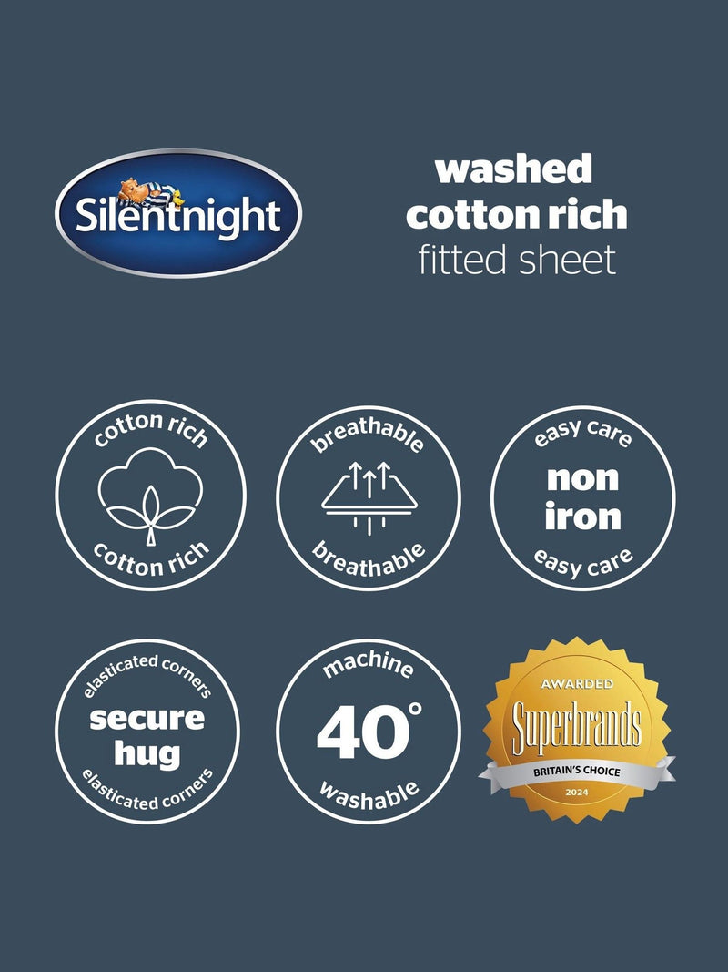 Silentnight charcoal cotton rich T180 washed fitted sheet (British brand)
