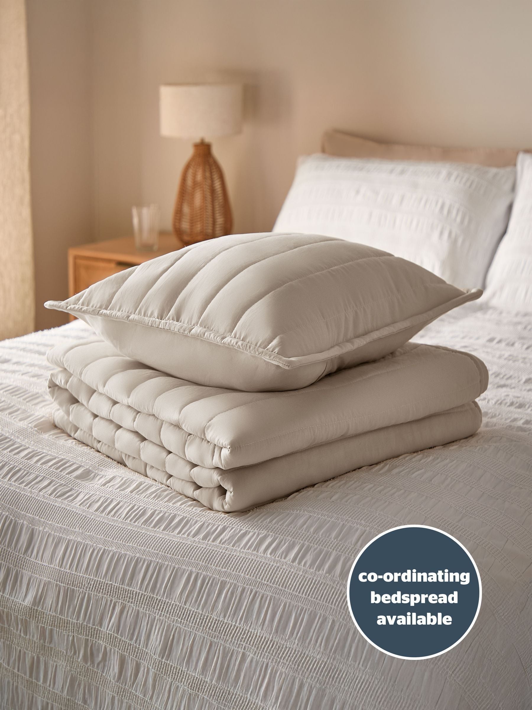 Silentnight Natural quilted cushion 45cm, imported from the UK