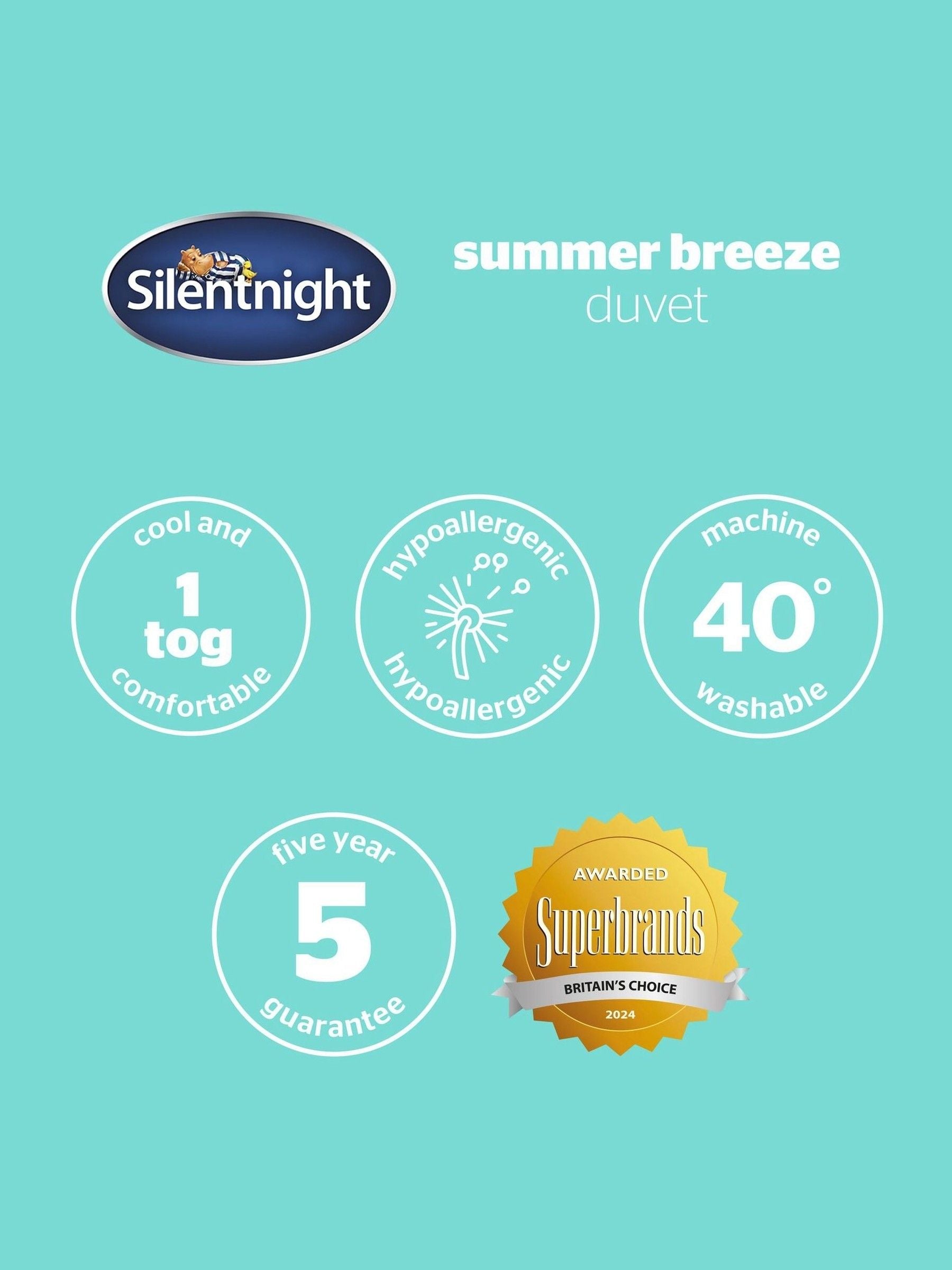 Silentnight Summer Breeze duvet 1 tog lightweight, imported from the UK