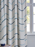 Blue tufted wiggle pencil pleat blackout curtains, imported from the UK