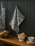 Sophie Allport Soft Teal Paws & Pumpkins Scene Tea Towel