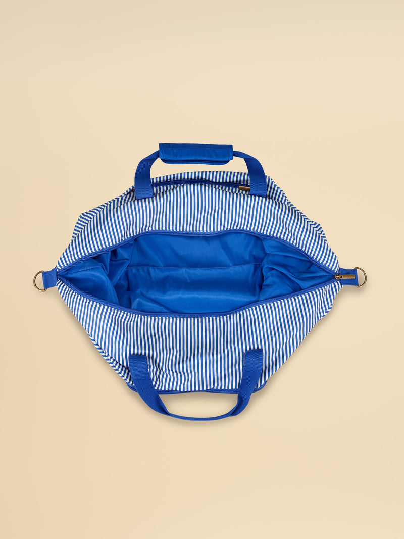 Joules Ticking Stripe duffle bag, imported from the UK