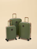 Joules olive and tan colourblock medium suitcase (British brand)