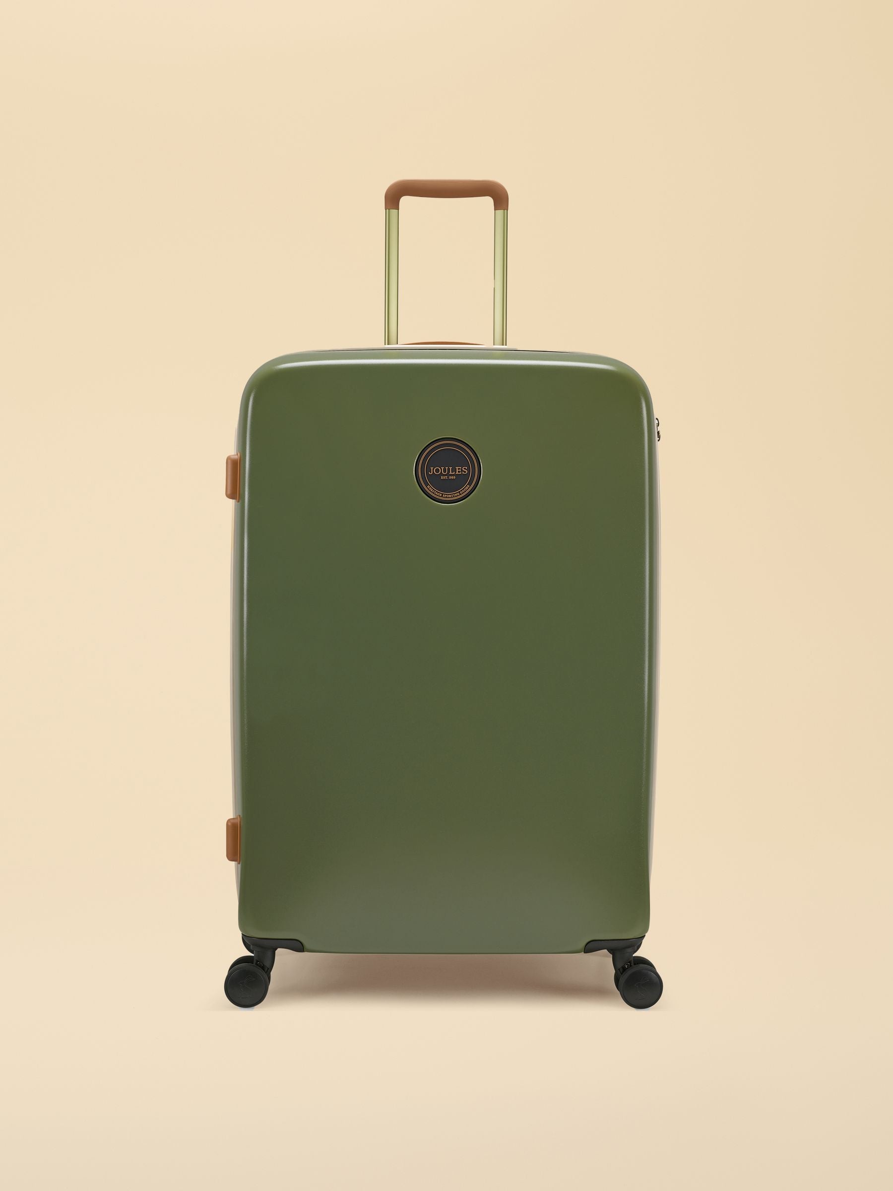 Joules olive and tan colourblock medium suitcase (British brand)