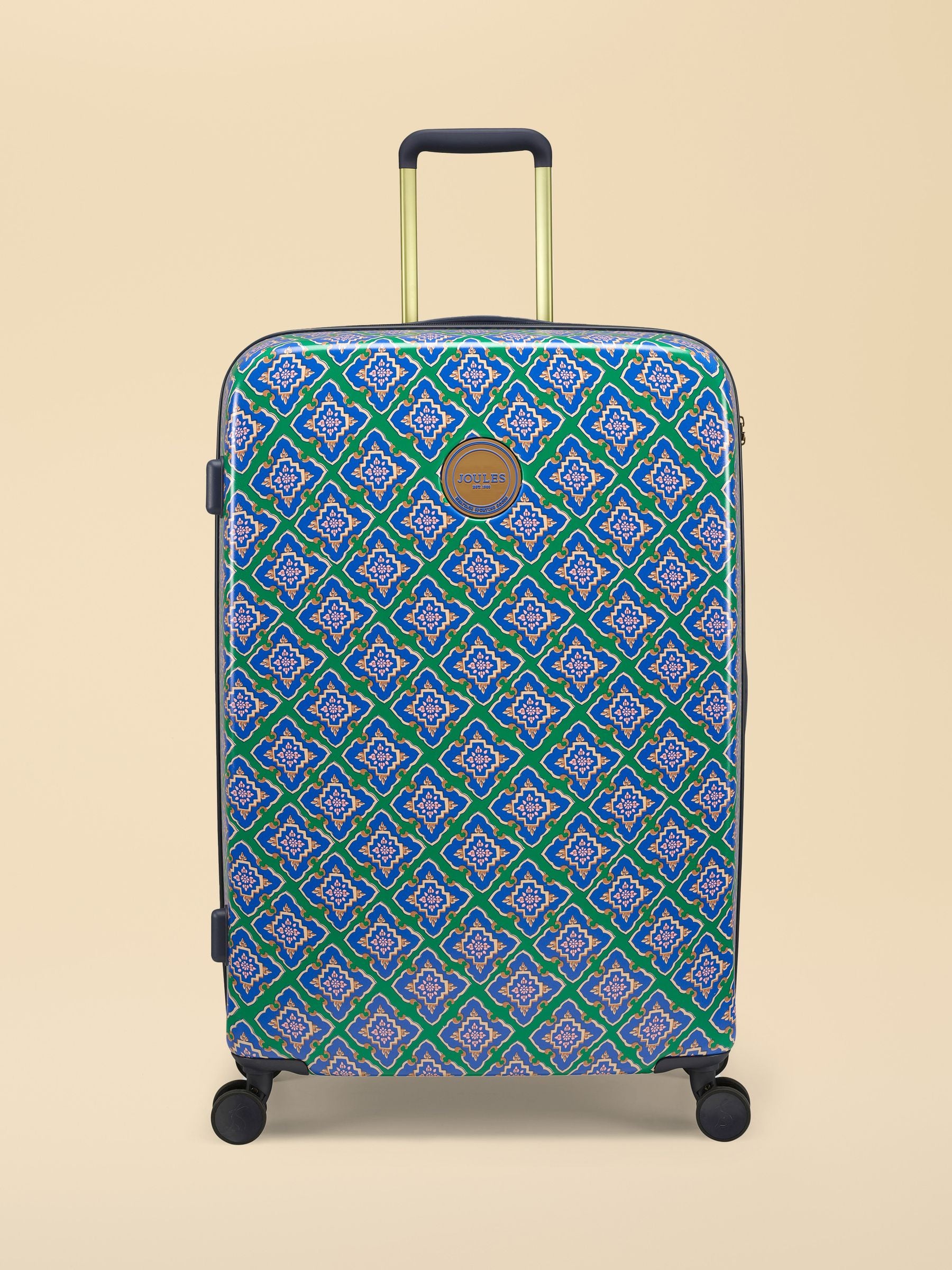Joules Tile Diamond large hard shell suitcase, UK version