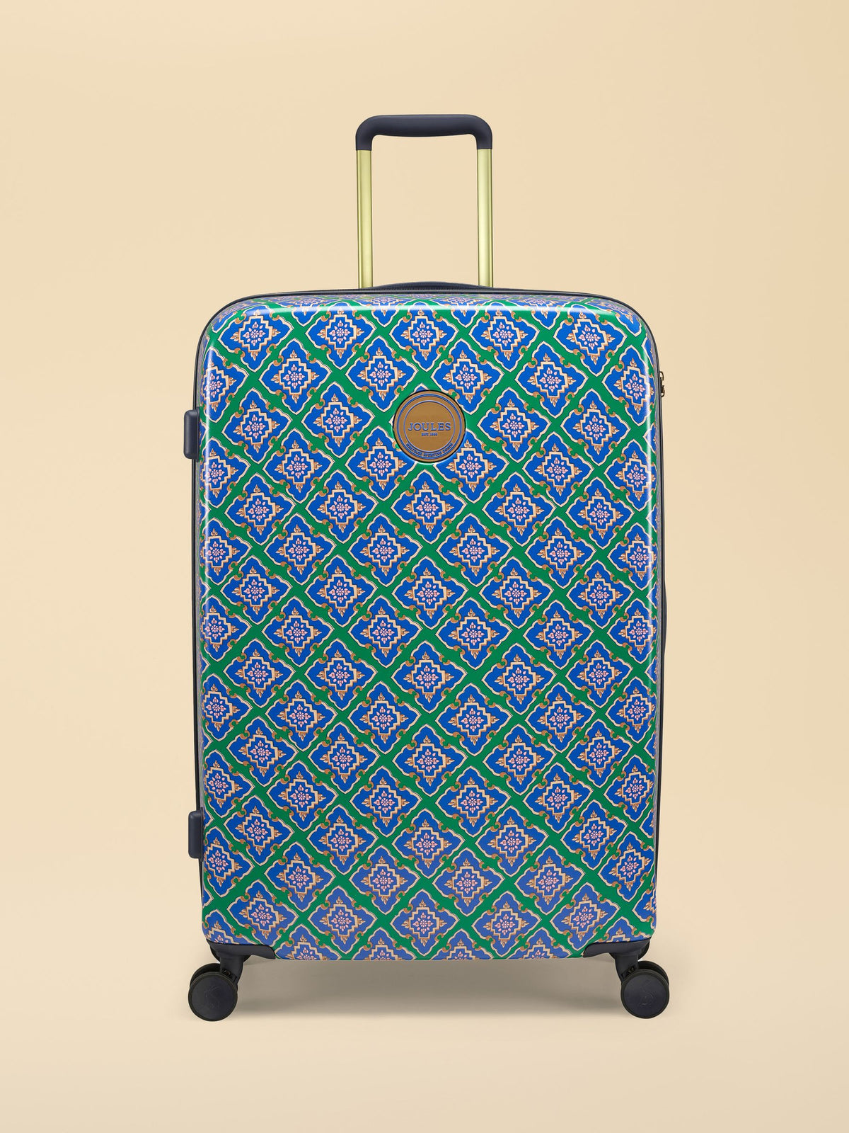 Joules Tile Diamond large hard shell suitcase, UK version