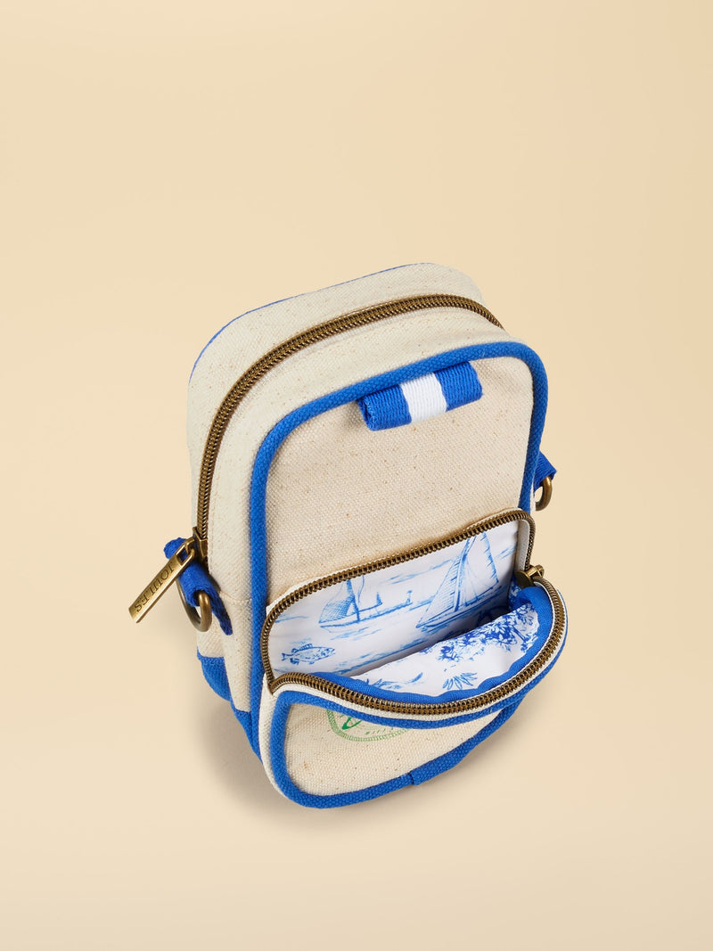 Joules blue oat crossbody bag with boat emblem (British brand)