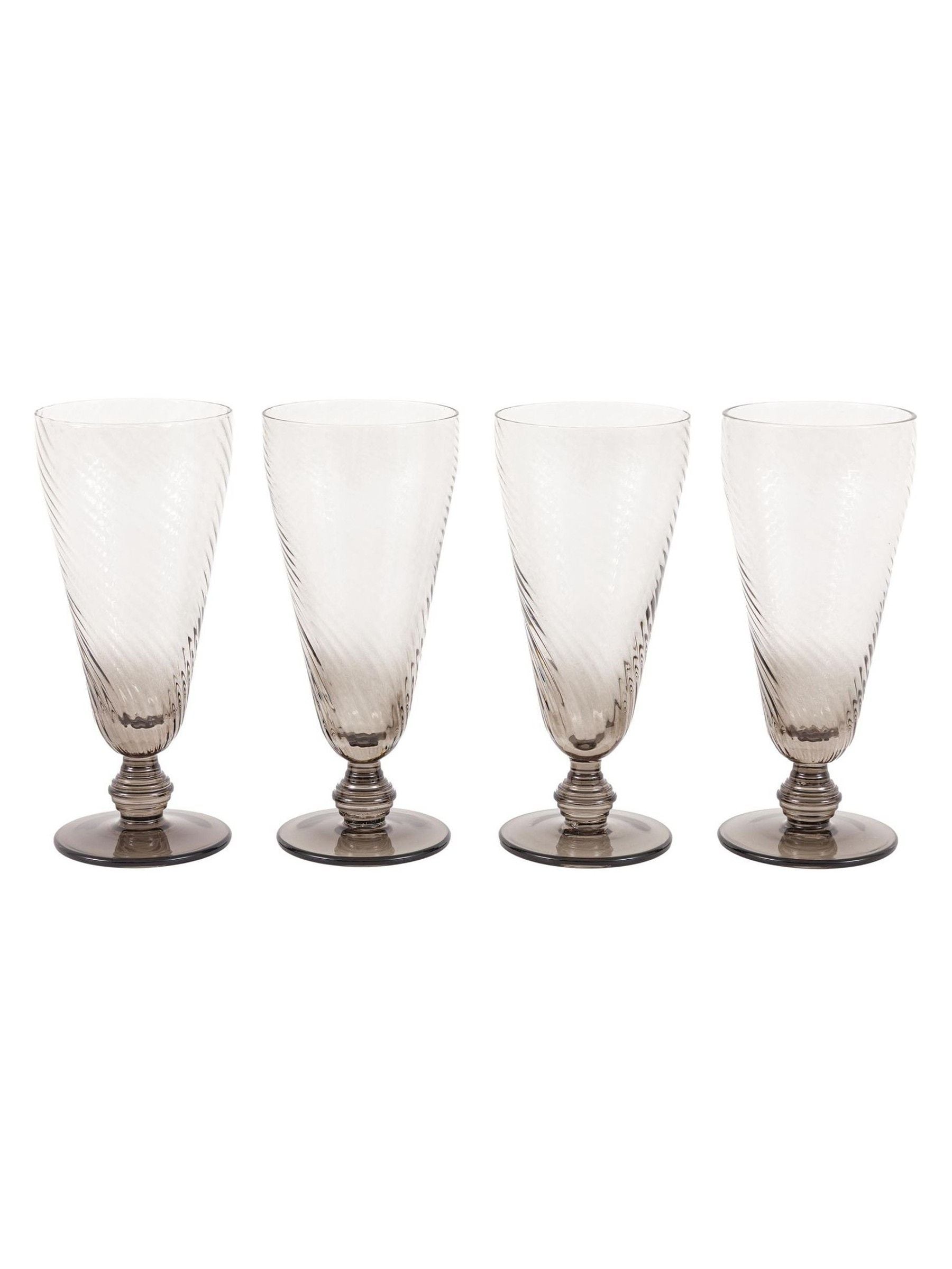 Gallery Home grey smoked swirl flute glasses set of 4, UK version