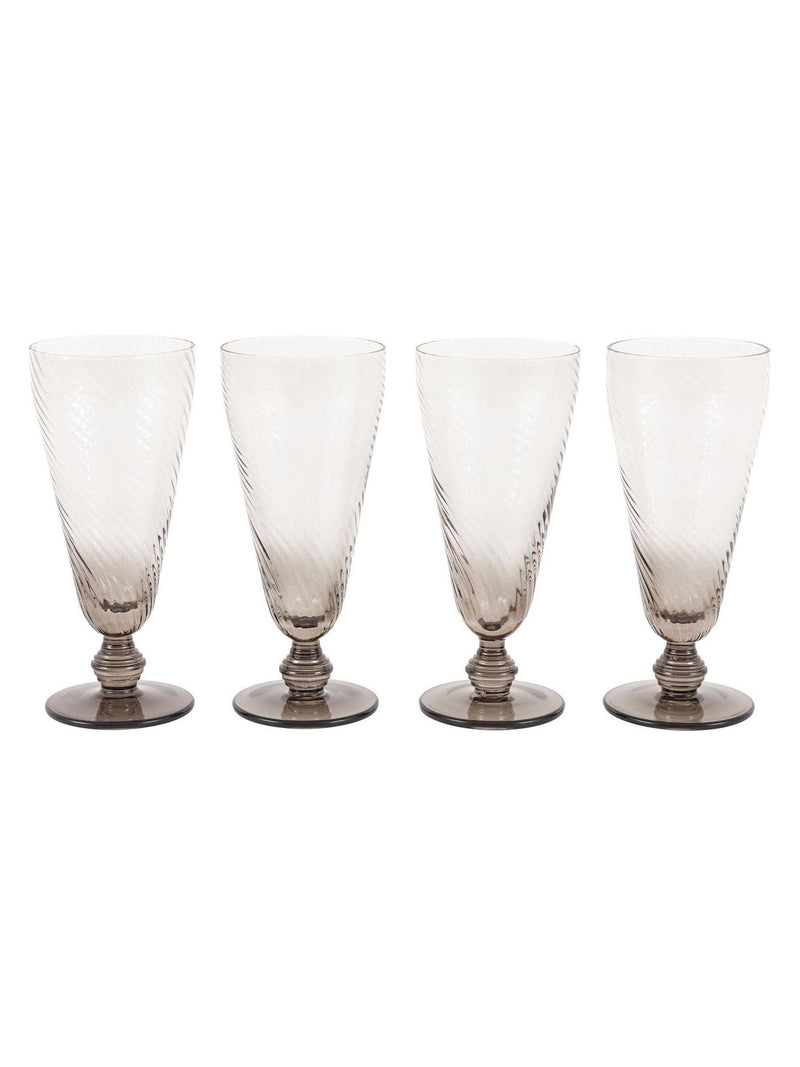 Gallery Home grey smoked swirl flute glasses set of 4, UK version