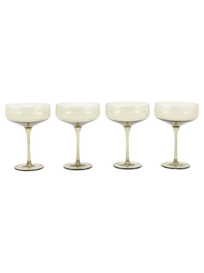 Gallery Home Green Smokey Coupe Glass Sett med 4
