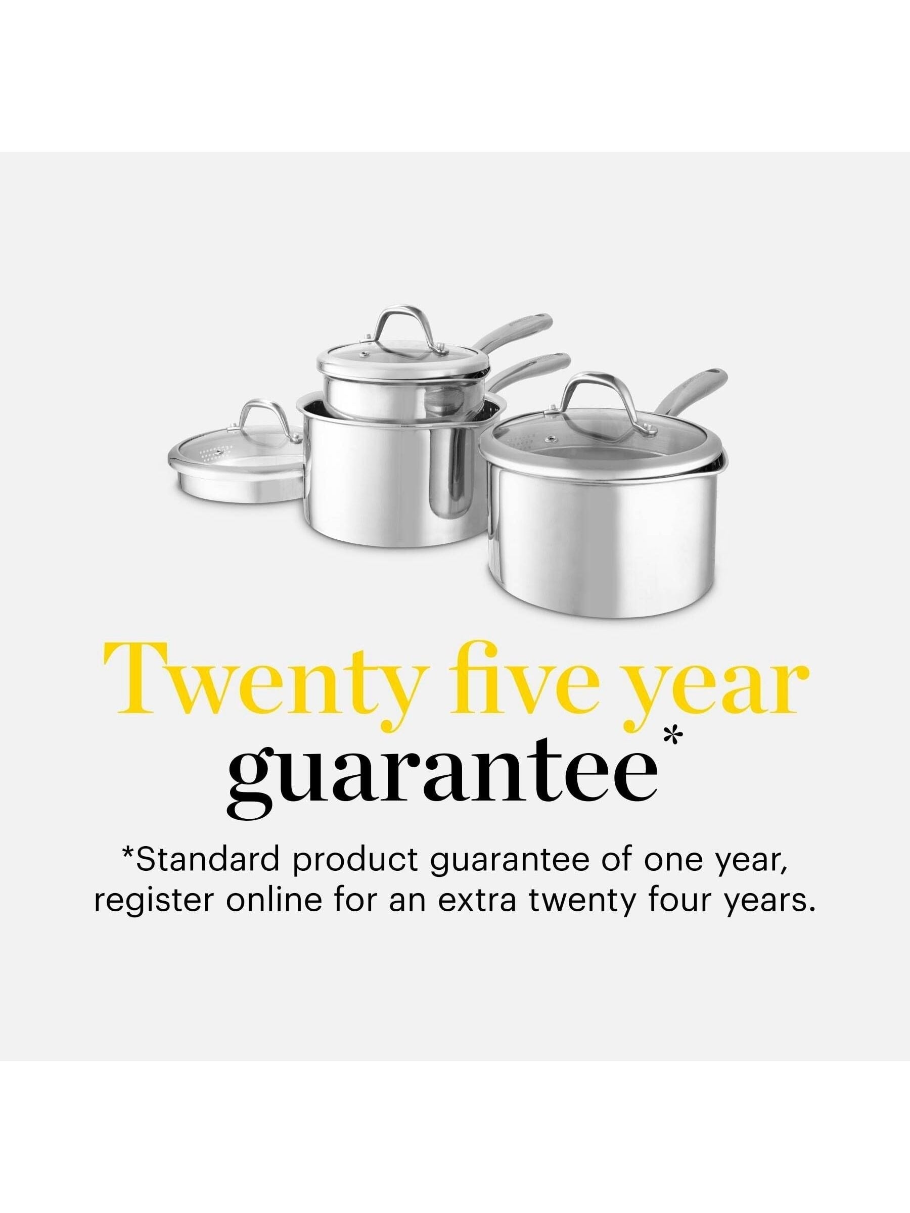 Good Food 3 piece tri-ply stainless steel saucepan set, imported from the UK