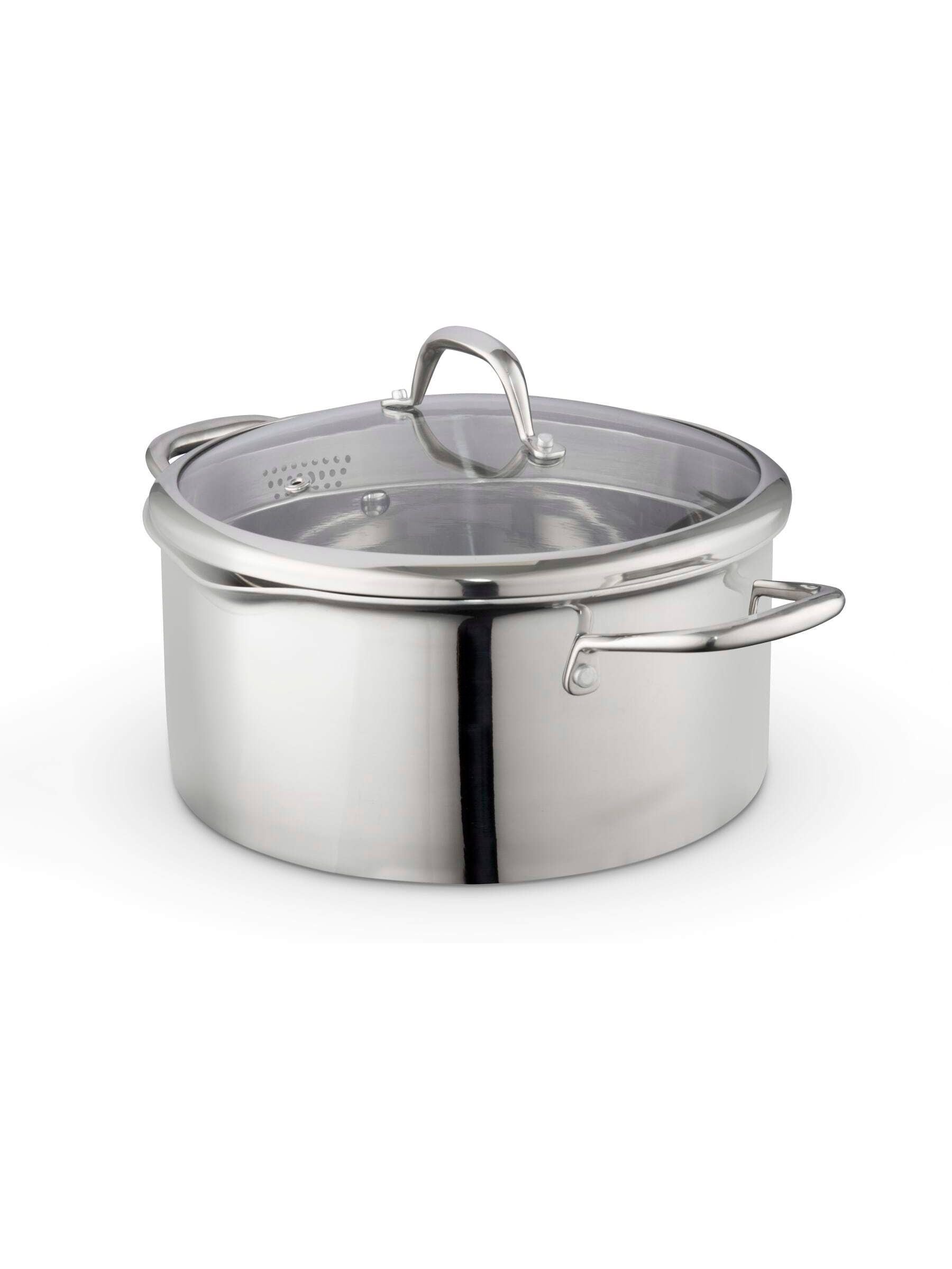 Good Food stainless steel tri-ply casserole dish with tempered glass lid 24cm, UK version
