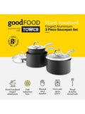 Good Food grey saucepan set 3-piece, UK version