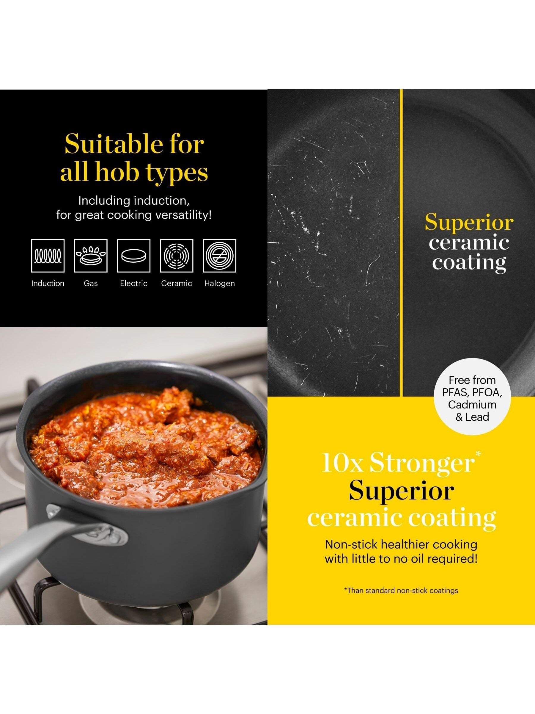 Good Food grey saucepan set 3-piece, UK version