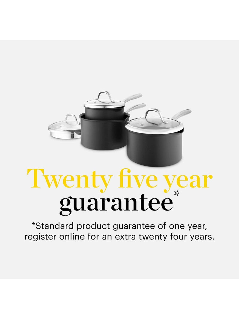 Good Food grey saucepan set 3-piece, UK version