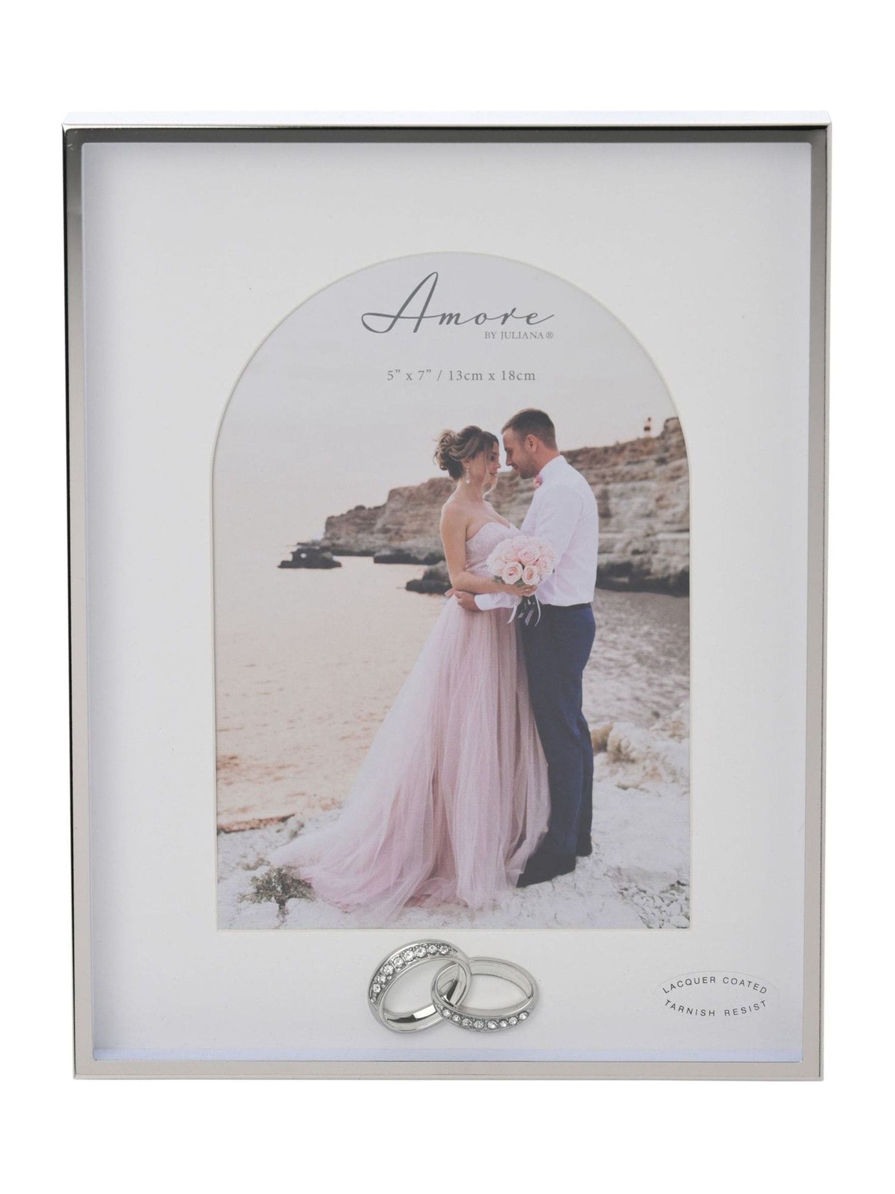 Widdop silver box arch photo frame 5x7 with rings, UK version