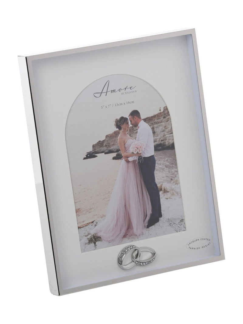 Widdop silver box arch photo frame 5x7 with rings, UK version