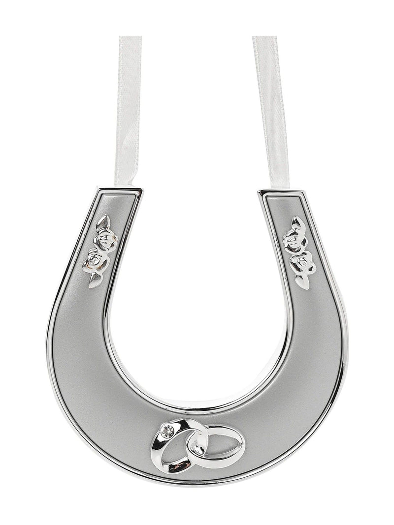 Widdop silver tone horseshoe gift set with crystal ribbon, UK version