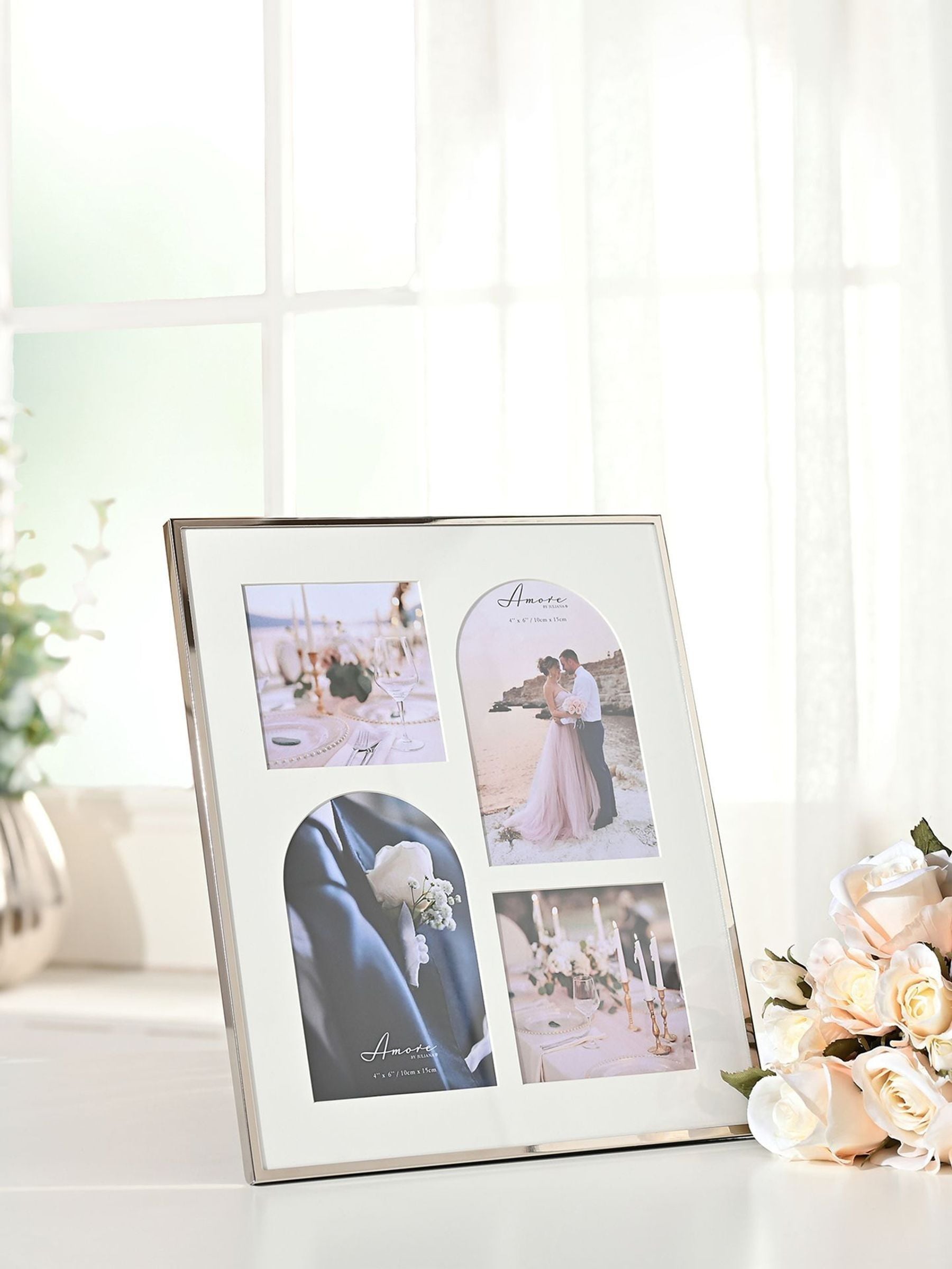 Widdop Silver Amore Collage Photo Frame With 4 x Arch Mounts