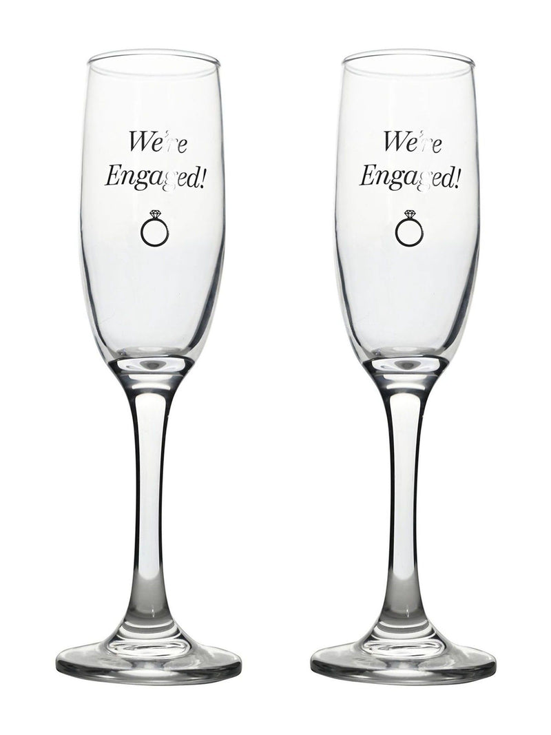 Widdop Engaged champagne flutes, imported from the UK