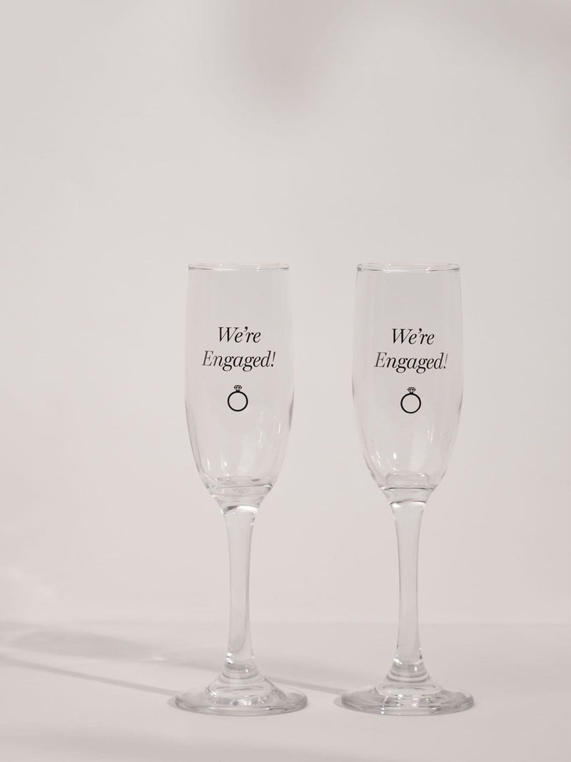Widdop Engaged champagne flutes, imported from the UK