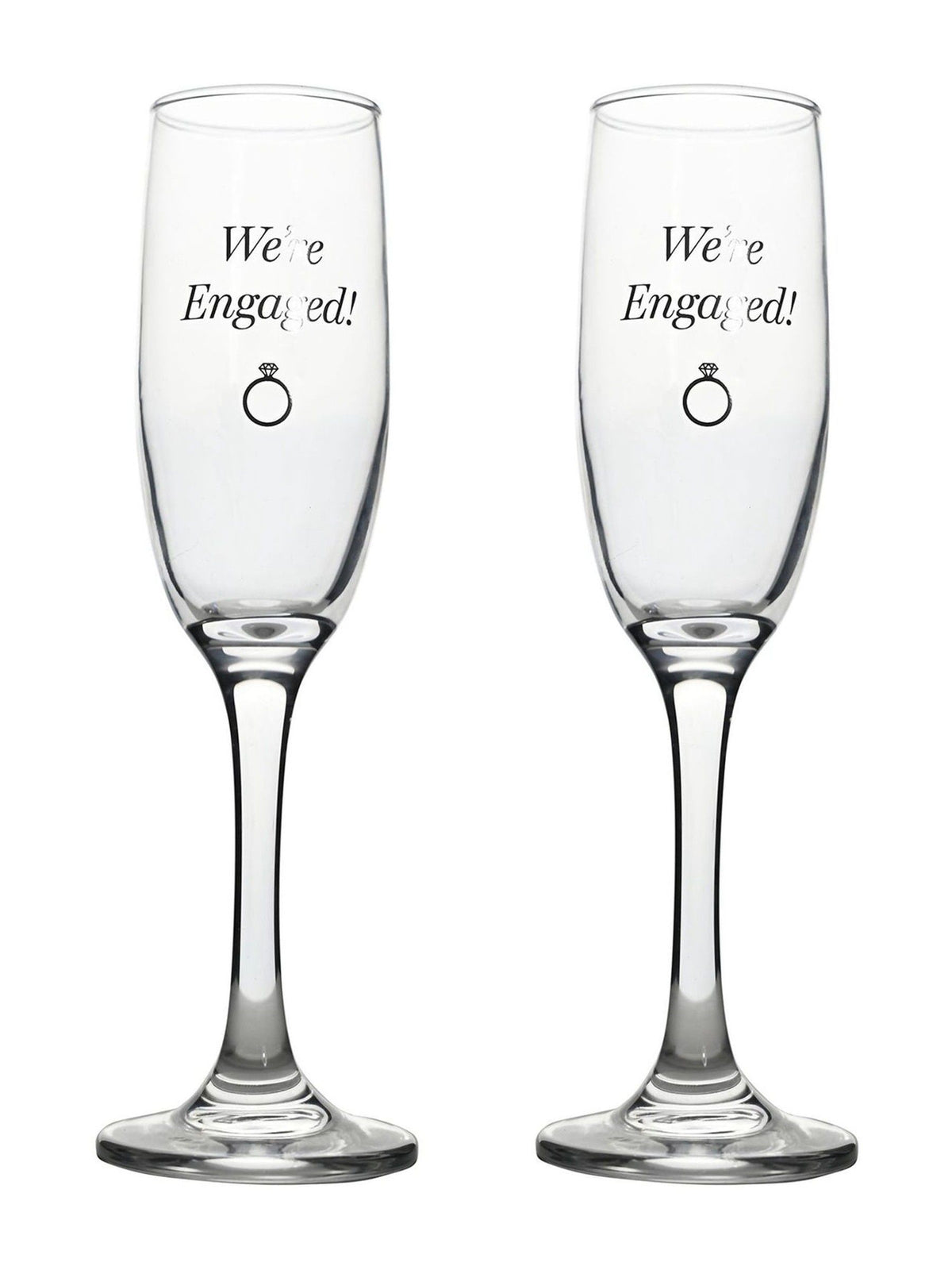 Widdop Engaged champagne flutes, imported from the UK