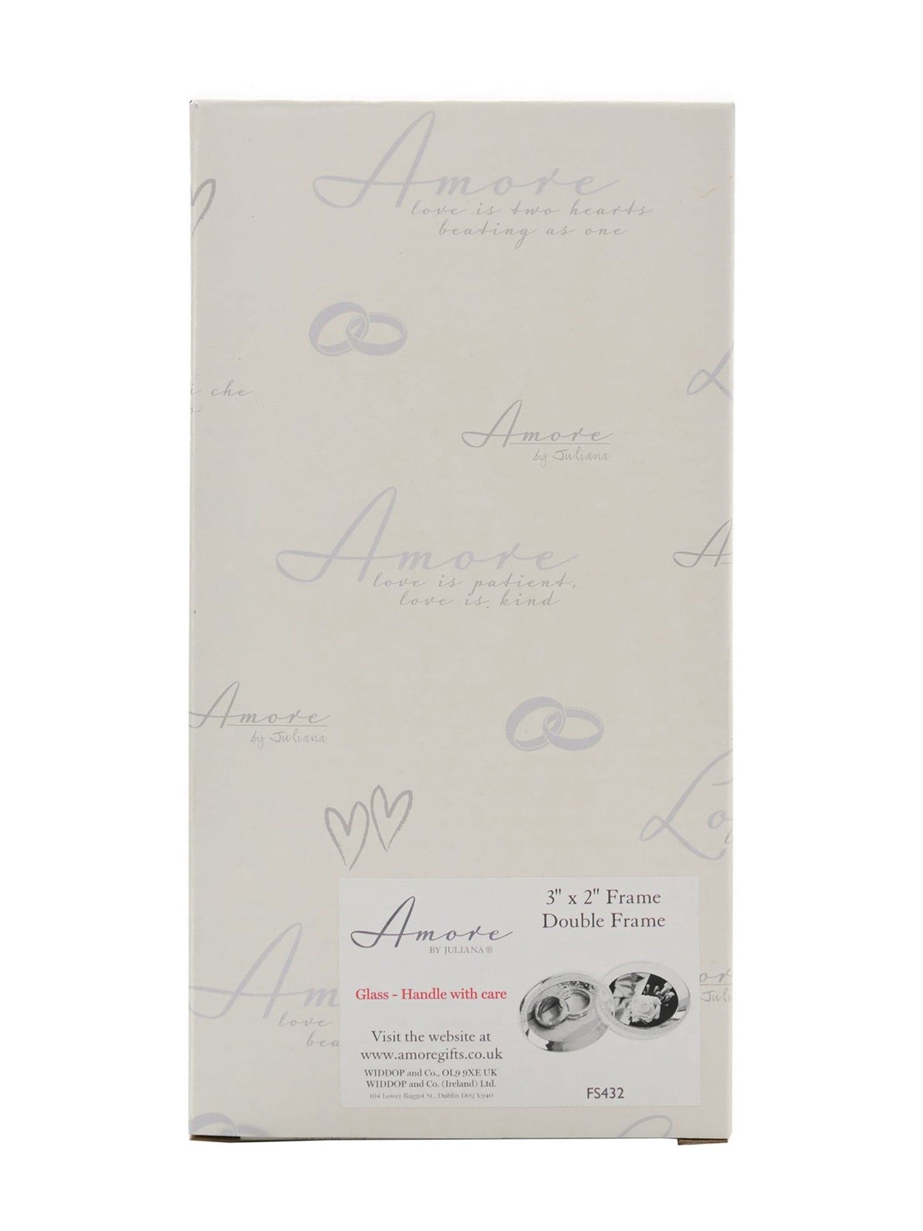 Amore silverplated crystal double rings photo frame for two photos - British product