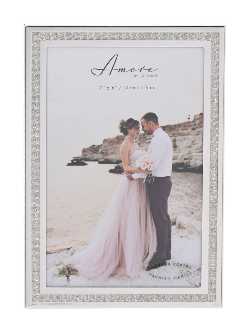 Widdop silver sparkle border photo frame for 4x6 photos (British brand)