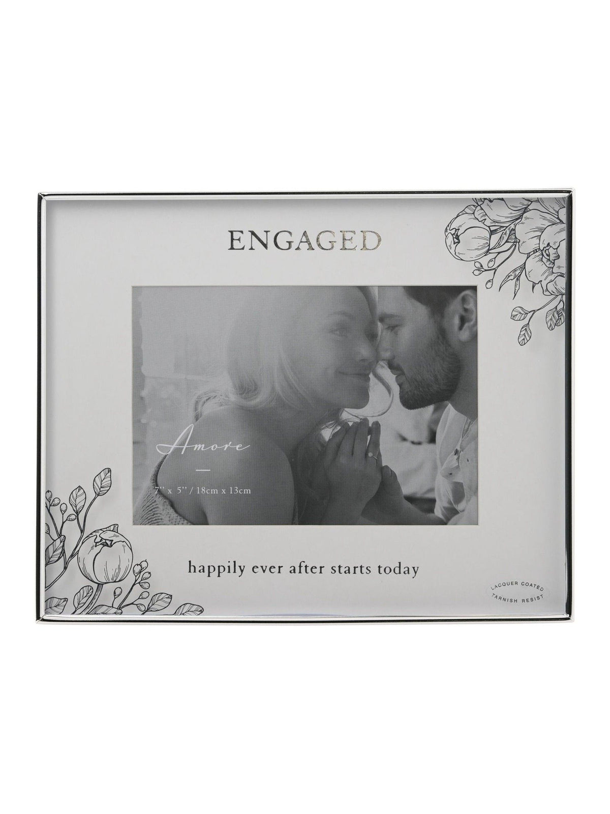 Widdop Silver Foil Floral Print Detail Frame 7 x 5
