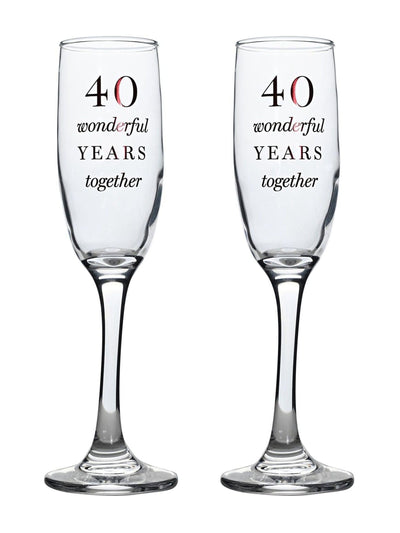 Next Widdop Set of 2 Clear Amore Champagne Flutes 40th Anniversary- Buy online at McGrocer
