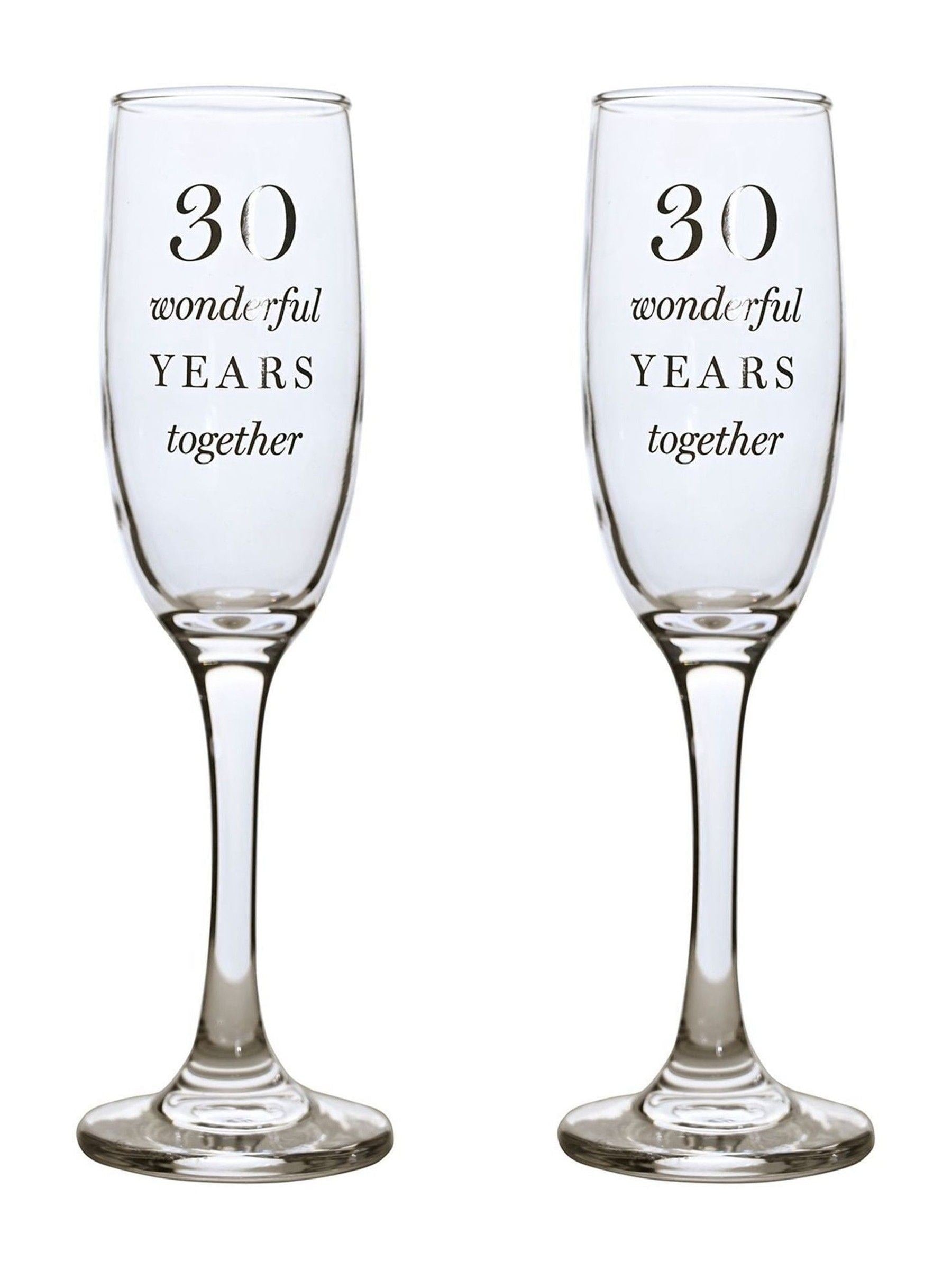 Widdop 30th anniversary clear champagne flutes, UK version